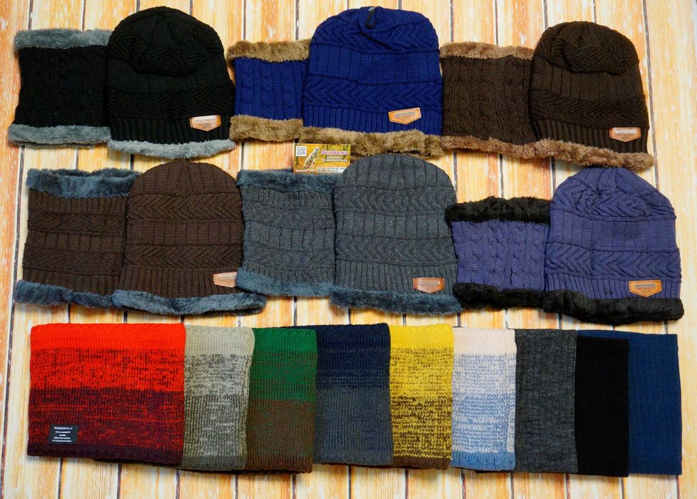 Шапка та шарф, хомут на шию, теплий набір, теплий зимовий баф