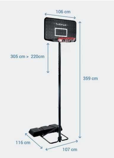 Tabela de Basket Regulável 2,20m a 3,05m Tarmak Preto