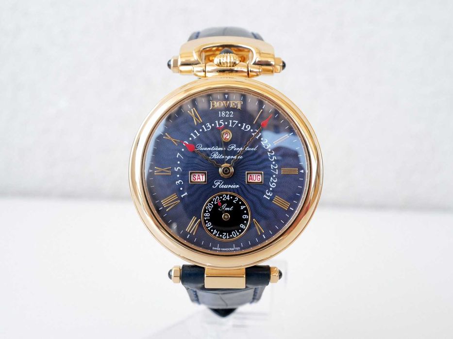 Bovet Amadeo Fleurier Perpetual Calendar Retrograde GMT 18K Rose Gold Blue Dial 42mm