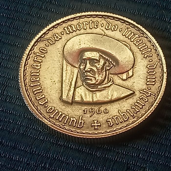 moeda prata 5.00 escudos  Aniversario morte Infante D Henrique