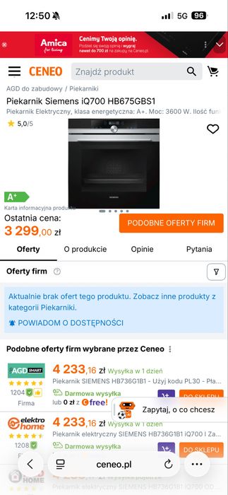 Nowy piekarnik siemens IQ700