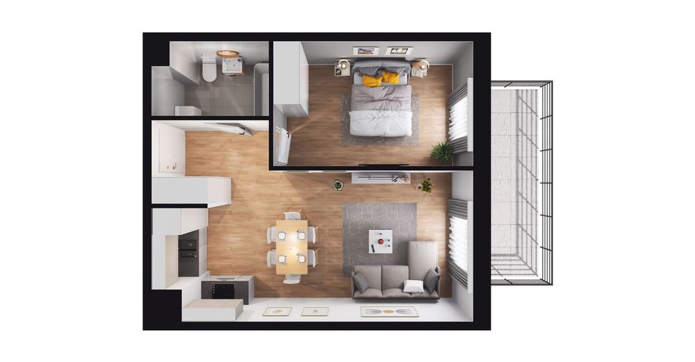 2-pokojowe mieszkanie 42m2 + balkon Bezpośrednio