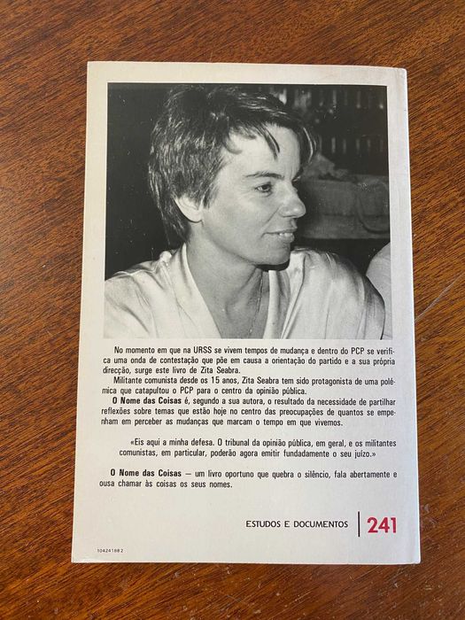 O Nome das Coisas, Reflexão em Tempo de Mudança - Zita Seabra