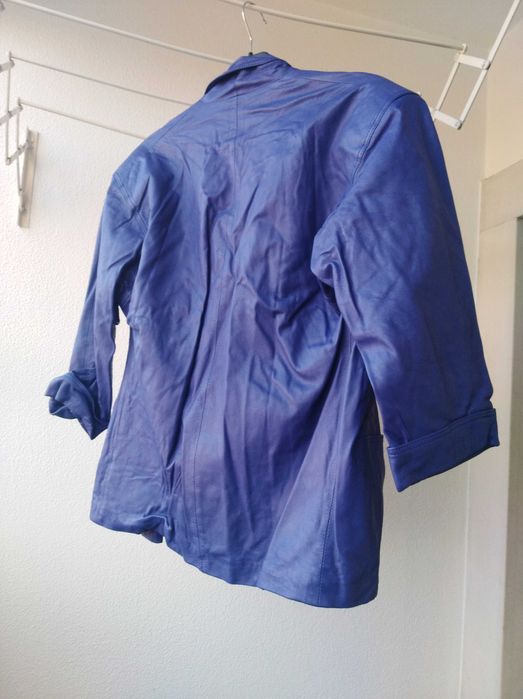 Casaco curto, blazer, vintage em couro genuíno