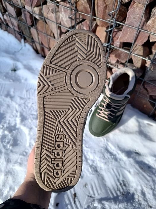 Кросівки Adidas Hoops 3.0 MID WTR,зелені і гірчичні.