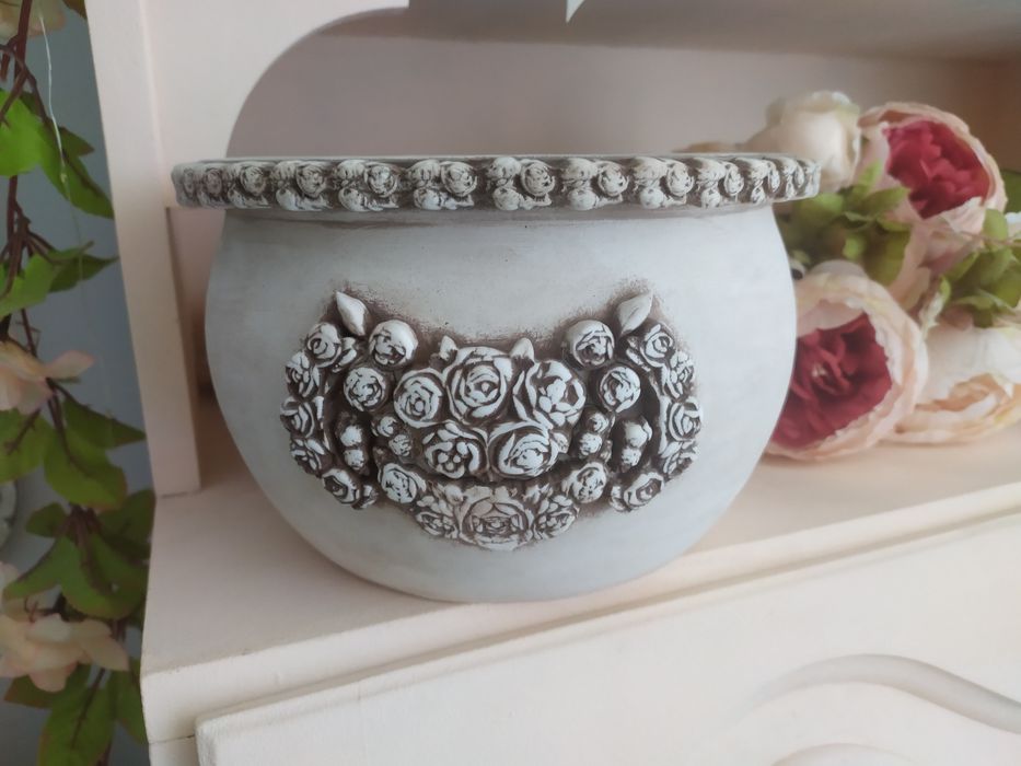 Doniczka ceramiczna,  donica, shabby chic, prowansalska, farmhouse