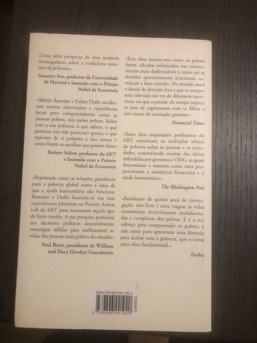 Economia dos Pobres - Abhijit Banerjee e Esther Duflo