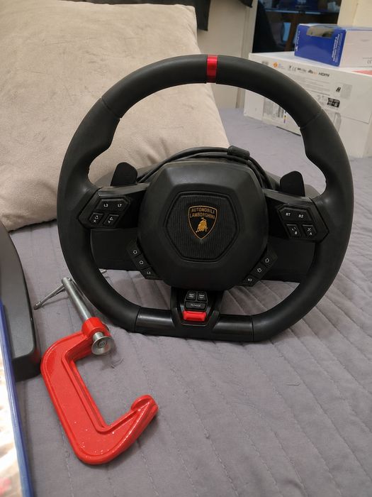 Volante Lamborghini + Pedais PS4/PS3/PC + Jogo Sébastien Loeb Rally EV