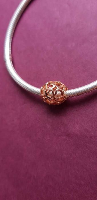 charms zawieszka srebro 925 rose gold ażurowe serca