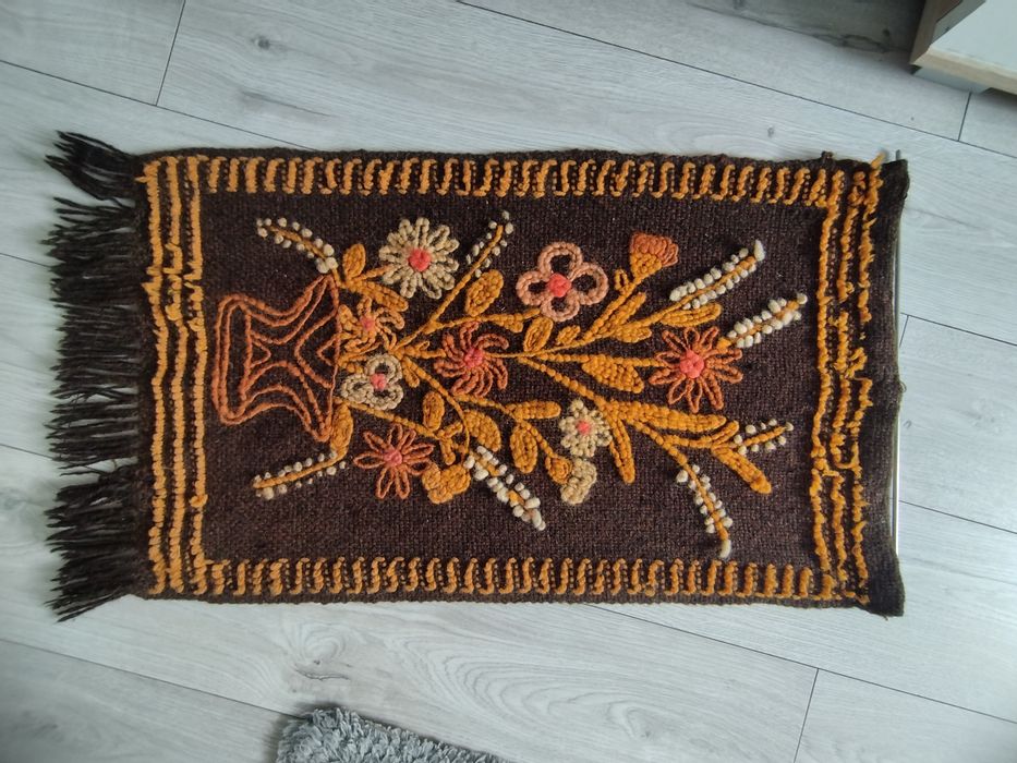 Makatka ścienna z wełny Prl Vintage piękna