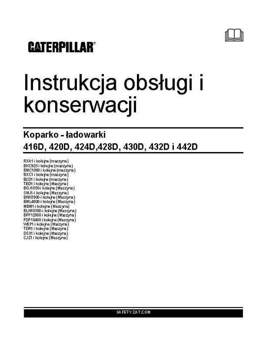 Caterpillar 432D i 442D UDT  DTR Cat Instrukcja obsługi