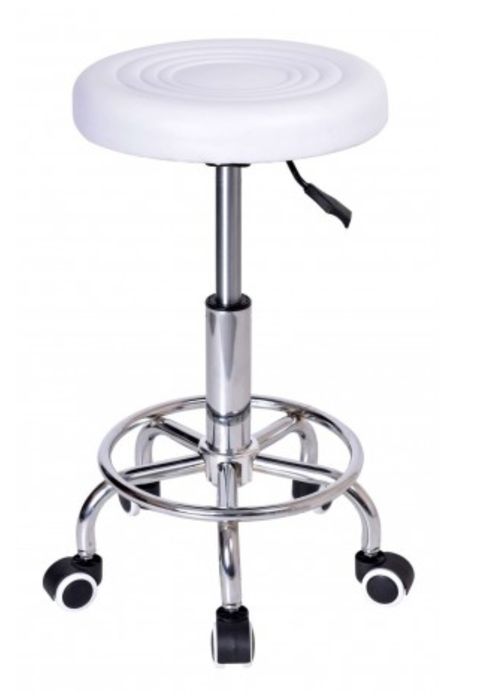 Taboret,  stołek obrotowy, biały