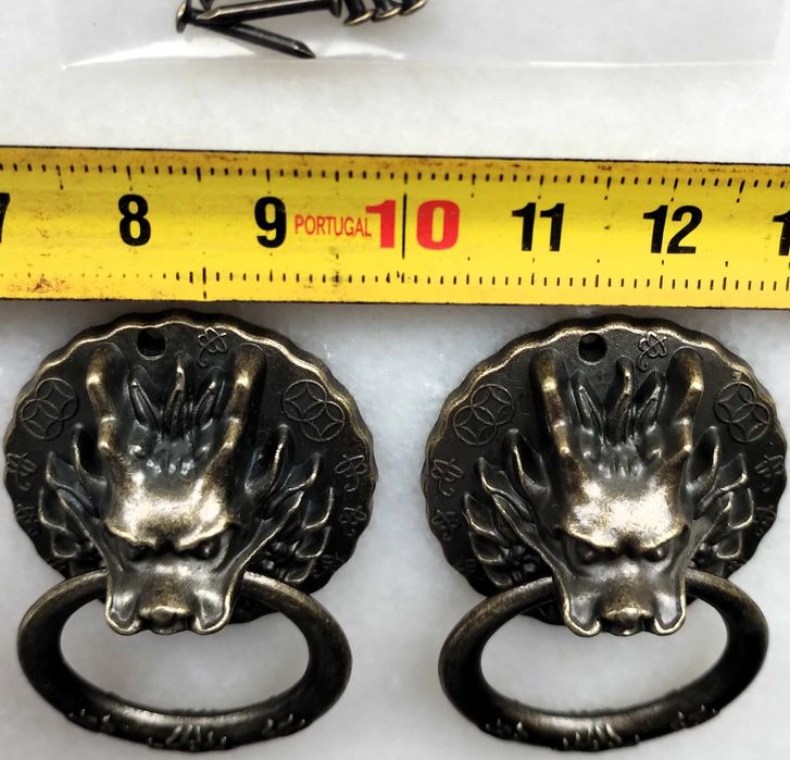 Conjunto Par Puxadores Metal Dragão Novos