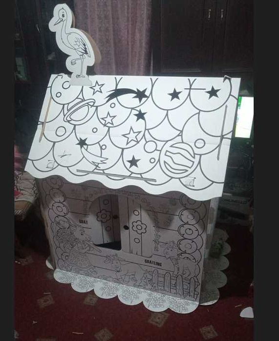 Картонный домик раскраска   95х75х110 см