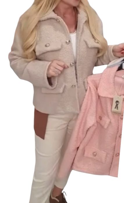 Piękny beżowy baranek na wiosnę rozmiar uniwersalny, nowy