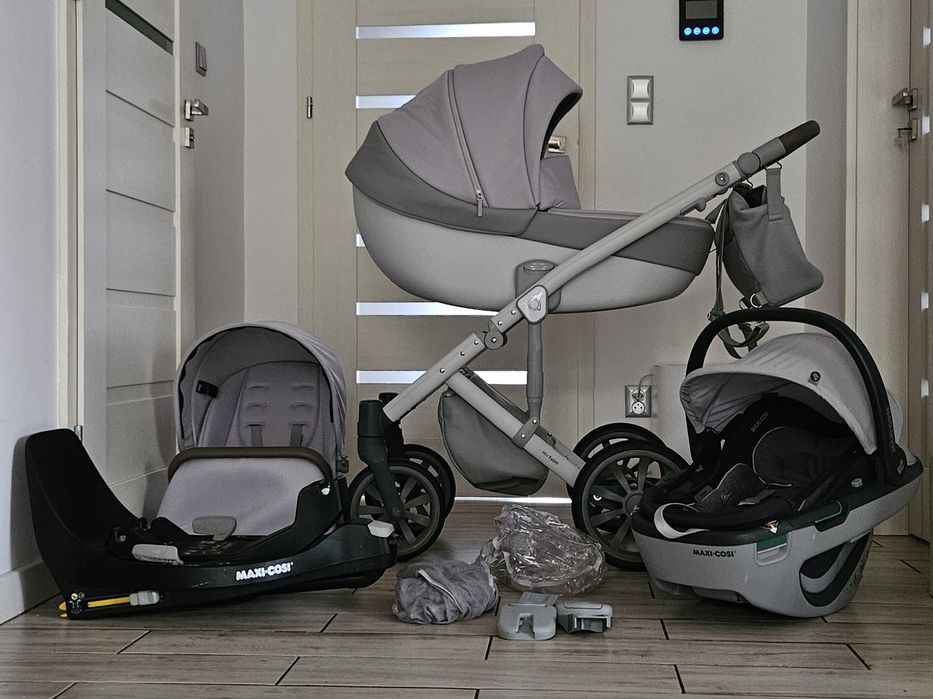 Wózek Anex M-type 2w1 lub 4w1 z bazą obrotową 360 i Maxi Cosi Coral