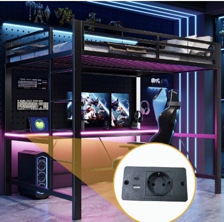 Cama alta gamer na caixa