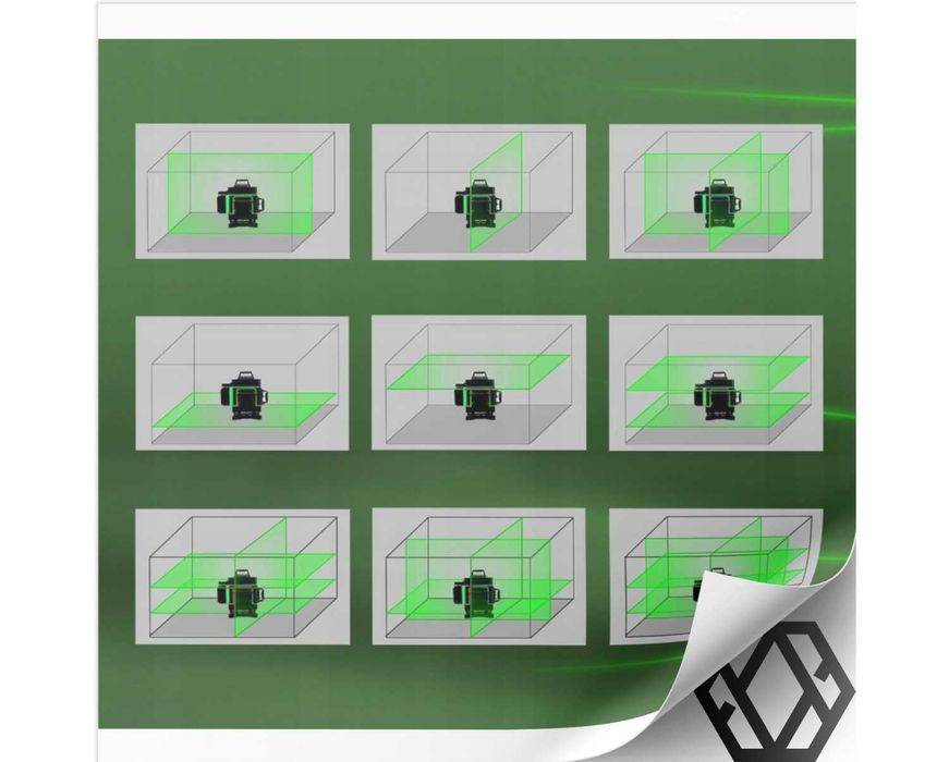 Poziomica Laserowa 4D Płaszczyznowa 360 Laser Krzyżowy + Statyw