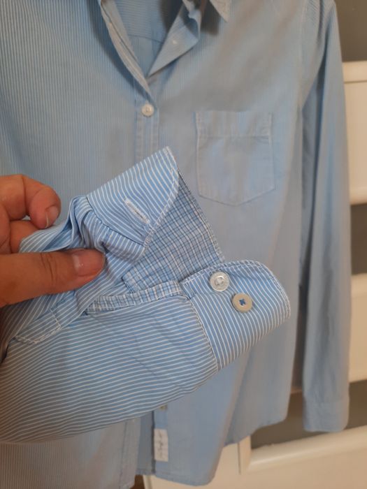 koszula damska kołnierzyk H&M 38 niebieska w białe paseczki