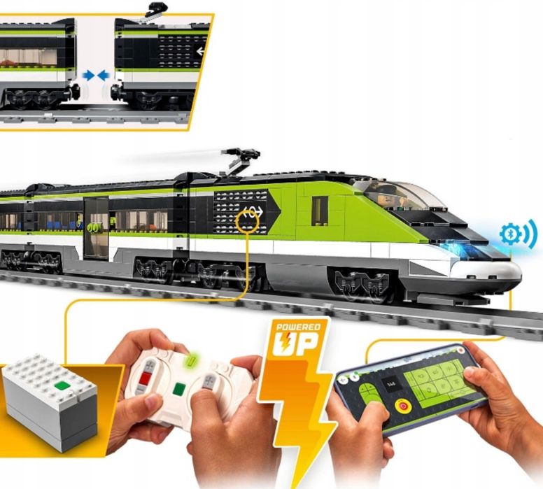 KLOCKI LEGO POCIĄG Kolejka ELEKTRYCZNA Ekspresowy Pasażerski Prezent