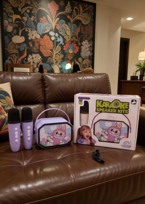 Караоке колонка з 2 мікрофонами портативна дитяча