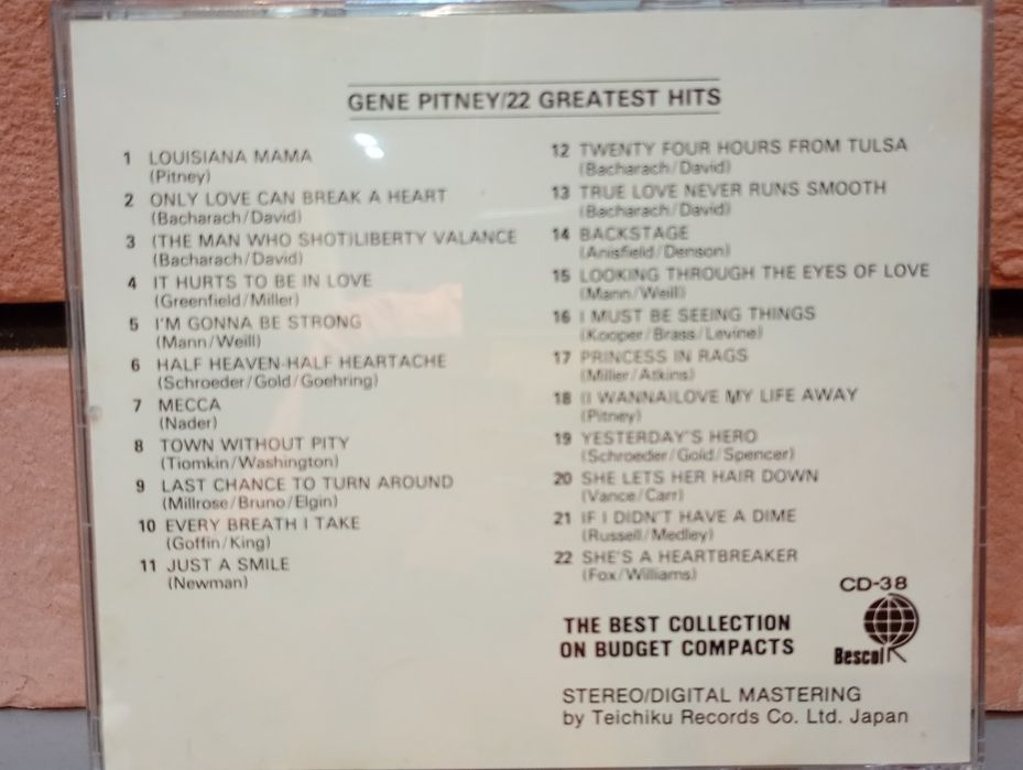 CD Gene Pitney The Greatest Hits