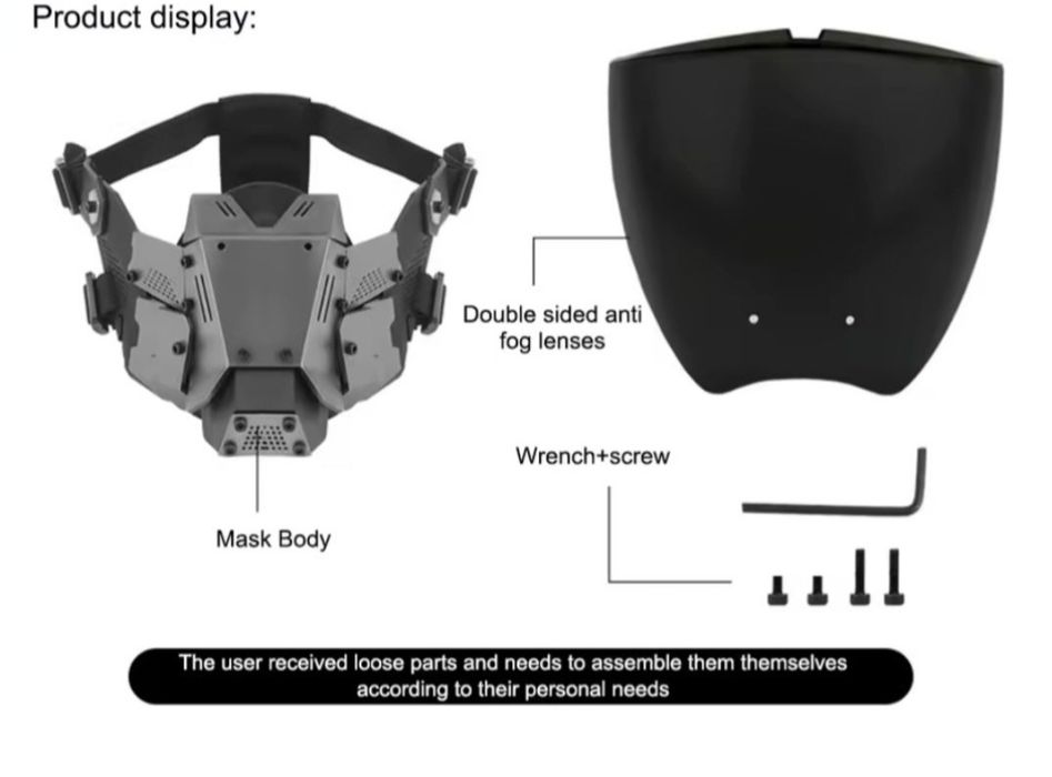 Маска панк киберпанк косплей для страйкбола пейнтбола, хеловина.