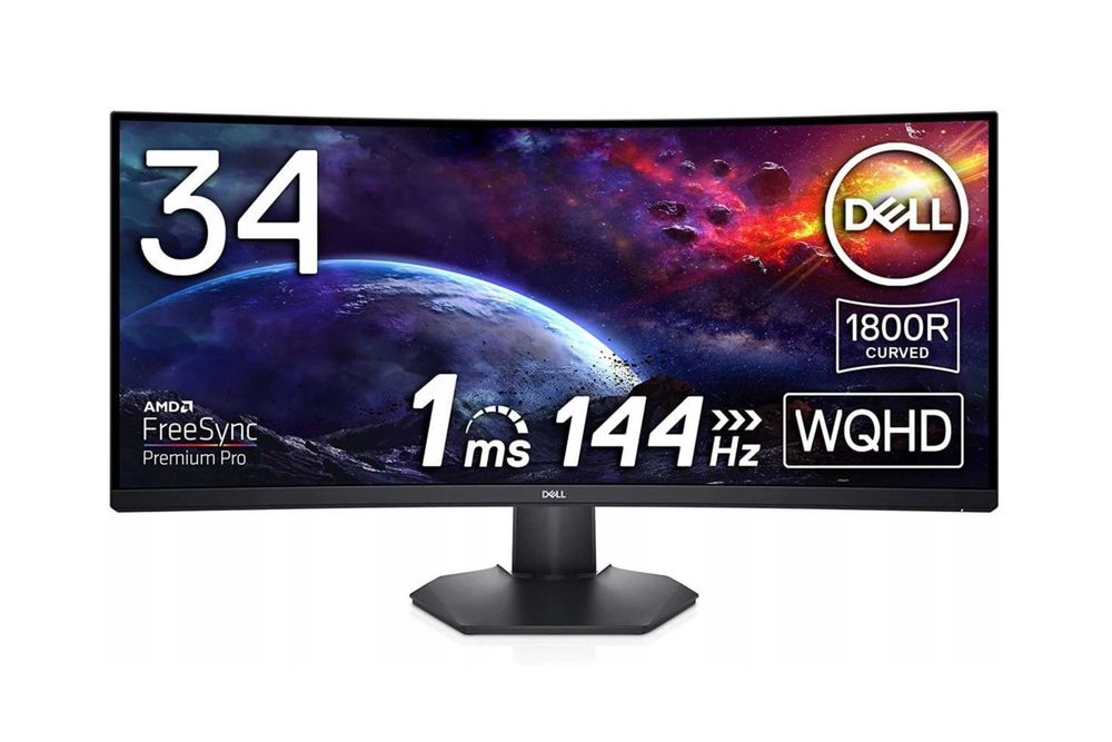 Monitor DELL S3422DWG 34" 3440x1440px 144Hz 2ms Ultrawide 21:9 Curved - Idealny stan!