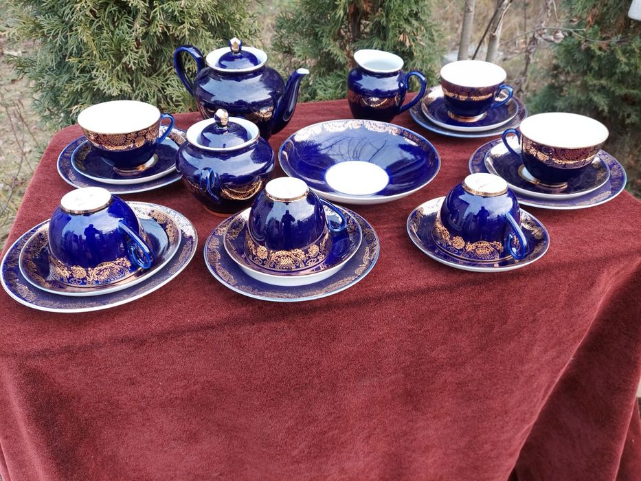 Servis  kawowy Lomonosov kobalt 6 osob