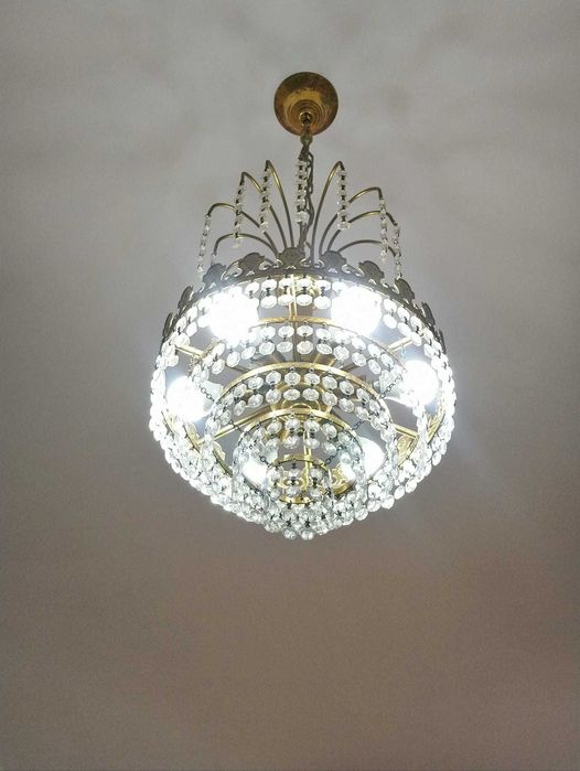 lustre retro sala 6 lâmpadas casquilho E 14 6 níveis de cristais