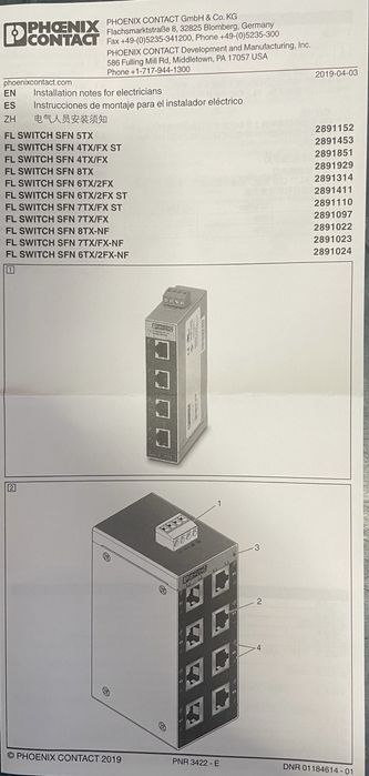 Phoenix Contact Ethernet Switch industrial FL SFN 8TX