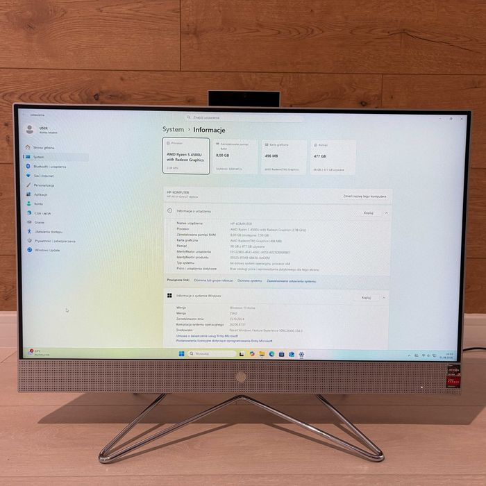 komputer HP all-in-one 27" AMD Ryzen 5 Windows 11 SSD 512GB