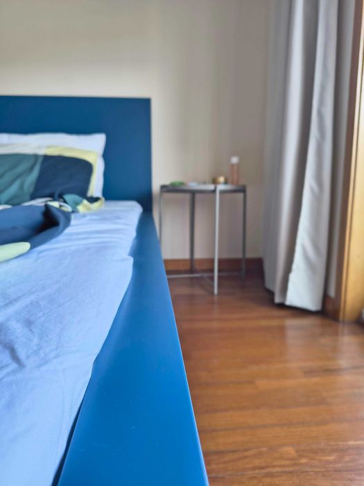 Cama MALM Azul 160x200 + Estrado LUROY 160x200 + Colchão D30 com Perfilado 160x200x10