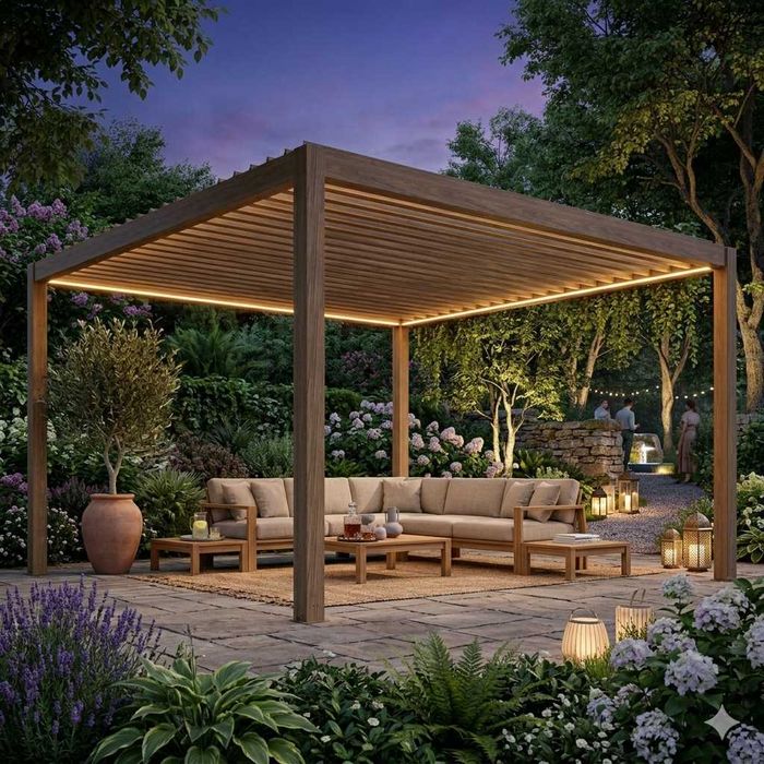 Pergola Tarasowa 4x4 Ogrodowa Drewnopodobna Zadaszenie Tarasu Automat