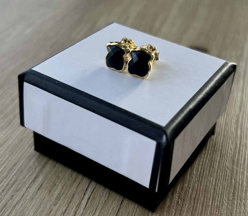 Nowe piękne kolczyki Misie Tous s925 onyks 0,8 cm