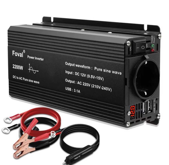 Инвертор Foval Інвертор 2200W Чистый Синус 12-220В Котла, Холодильника