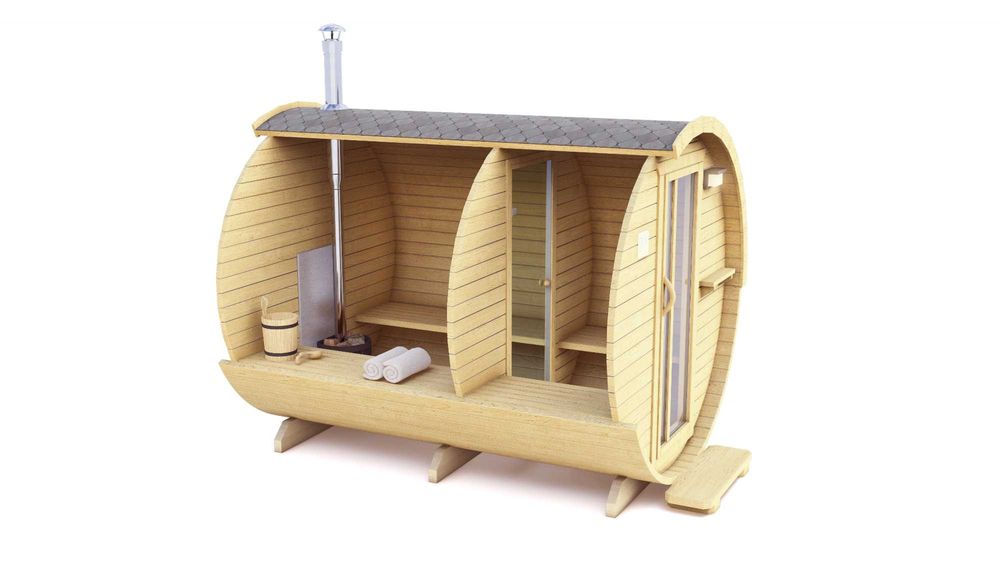 Sauna Tonne 3,0 m z zamkniętym  przedsionkiem