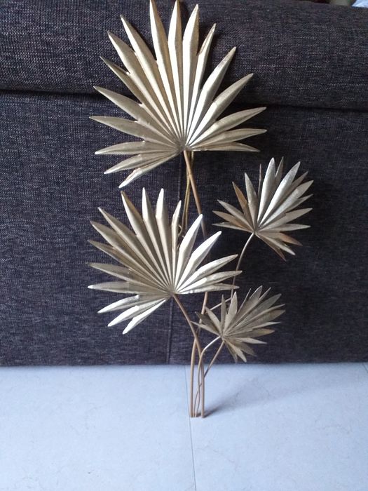 NOVO Decoração Ramo folhas palmeira metal dourado,em mão,veja zonas