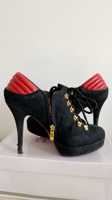 Botki Kazar buty czarne eleganckie szpilki obcasy na obcasie 38