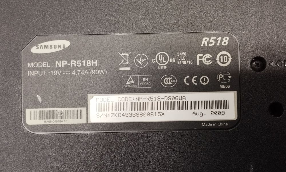 Samsung NP-R518H (НЕ рабочий)