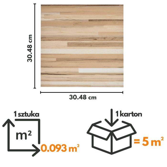Płytki Winylowe Samoprzylepne 1 SZTUKA SŁONECZNY PARKIET Panel Kafle