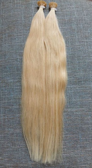 Натуральные волосы для наращивания блонд 53 см 81 грамм