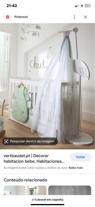 Dossel para cama bebeem cegonha