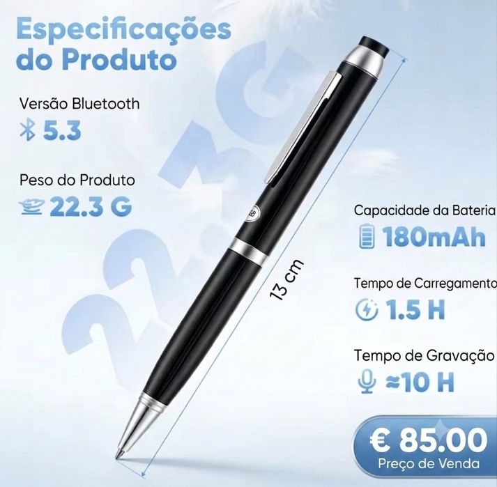 (NOVOS) Escuta espião Microfone oculto em PEN