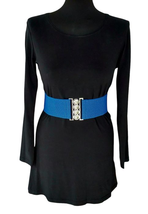 Elastyczny niebieski szeroki pasek damski