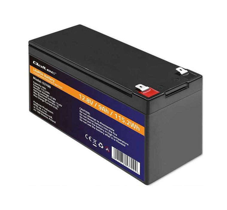 Akumulator litowo-żelazowo-fosforanowy Qoltec LiFePO4 12.8V 12Ah