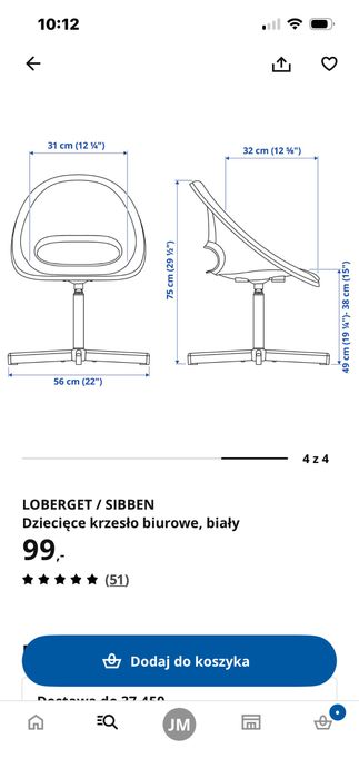 Białe krzesło dla dziecka ikea sibben