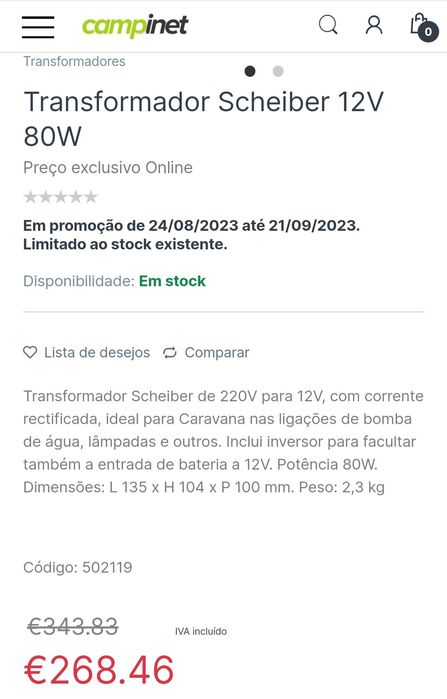 Transformador caravana Scheiber 12V 80W