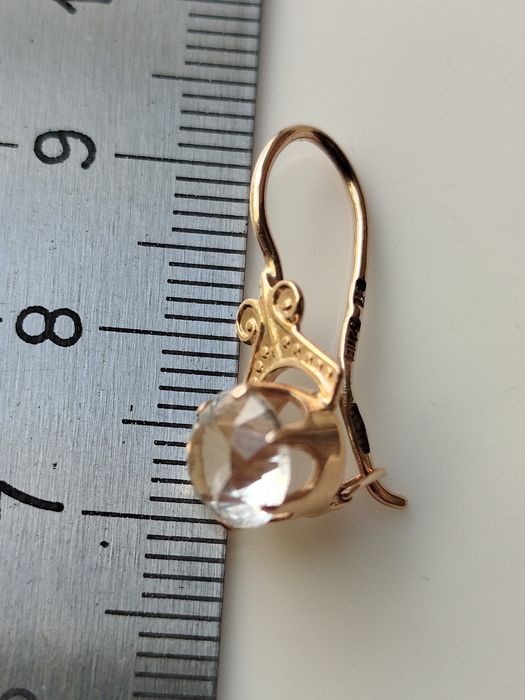 Золотые серьги с Горным Хрусталём СССР Золоті радянські сережки