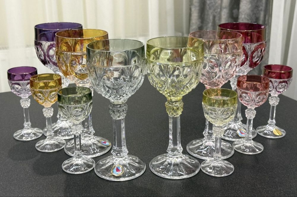 Хрустальные фужеры для вина и рюмки Hofbauer производства GDR Германия